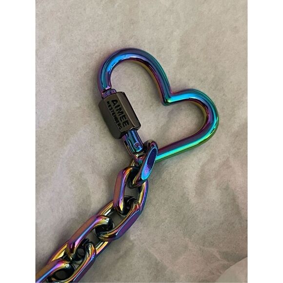 Aimee kestenberg iridescent its a love thing heart carabiner bracelet chain - Picture 3 of 5